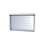 Ventana celosía con vidrio escarchado 1.205 alto x 2.72 ancho Sinsa, vista frontal del marco blanco y lamas de vidrio
