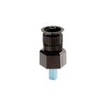 Boquilla arbusto para aspersor de 1/2 pulgada Rain Bird, vista frontal de la pieza negra con filtro inferior azul