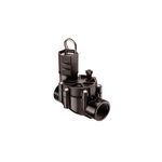 Válvula de control para aspersión de 1 pulgada Rain Bird, vista diagonal del dispositivo en color negro con solenoides