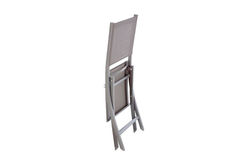 Silla plegable tela/aluminio Essentia antracita/grafito Hespéride, vista lateral del asiento y respaldo plegados