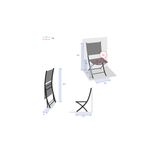 Silla plegable tela/aluminio Essentia antracita/grafito Hespéride, gráfico técnico con medidas en centímetros