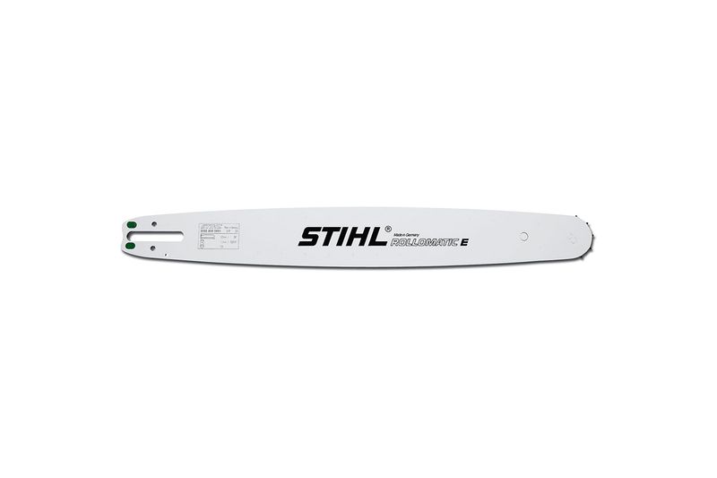 Barra para motosierra 16 pulgadas 1.3 mm 3/8 RM Stihl, vista frontal completa sobre fondo blanco