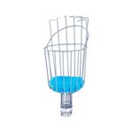 Recolector de frutas de acero recubierta de PVC Ace, vista frontal de la canasta metálica con almohadilla azul en el fondo