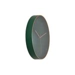 Reloj de pared con movimiento con batería AA 30x4.2x30 cm Concepts, vista lateral en ángulo que muestra el grosor verde