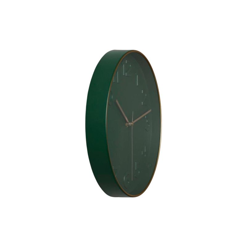 Reloj de pared con movimiento con batería AA 30x4.2x30 cm Concepts, vista lateral en color verde oscuro