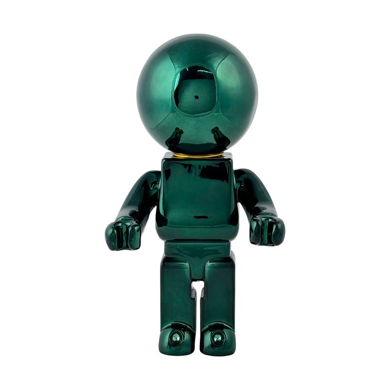 Figura decorativa 15x15x30 cm Concepts, figura antropomórfica minimalista de color verde brillante con acabado metálico