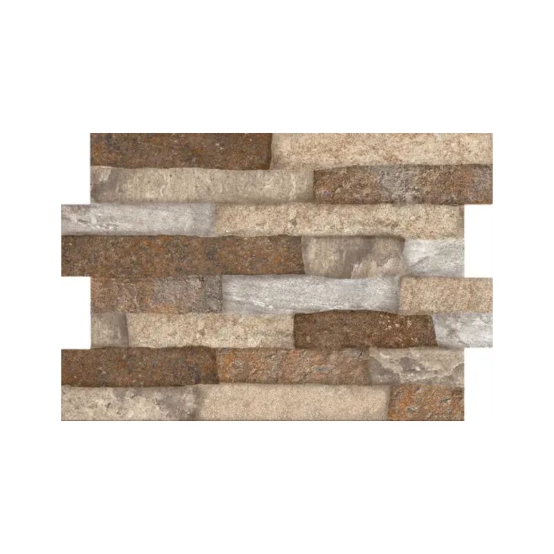 Fachaleta 30x45 Dent Gianna Stone FD Mix café Porcelanite, vista frontal de varias piezas con texturas pétreas irregulares