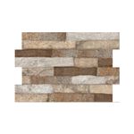 Fachaleta 30x45 Dent Gianna Stone FD Mix café Porcelanite, muestra de piezas instaladas con texturas y tonos tierra