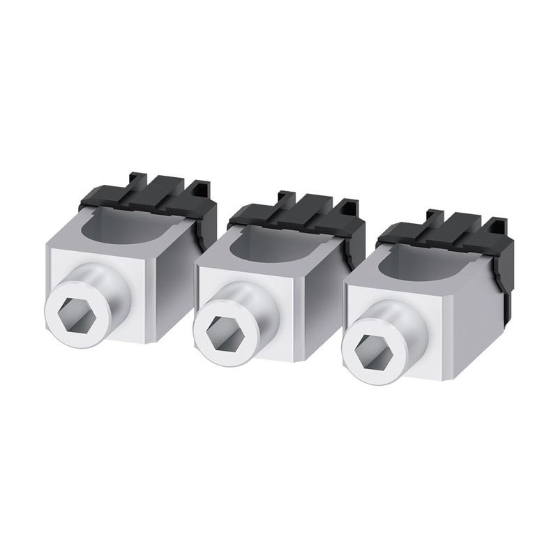 Bornes para main 3VA12 3 unidades para calibre 2-350 AWG Siemens, tres piezas metálicas con terminales hexagonales y clips