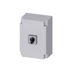 Desconectador encapsulado 3LD 3 polos 100 amperios 400V IP65 Siemens, caja gris con perilla de control negra frontal