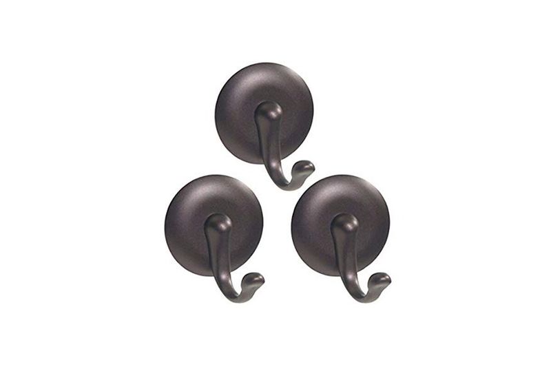 Set colgador pared adhesivo 3 piezas Affix Interdesign bronce, tres ganchos circulares dispuestos en forma de triángulo