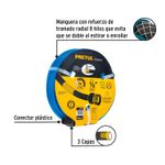 Manguera 1/2 pulgada x 15 metros 3 capas azul Pretul, infografía con acercamientos al refuerzo radial y las capas