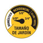 Manguera 1/2 pulgada x 15 metros 3 capas azul Pretul, gráfico circular sobre el tamaño de jardín y uso recomendado