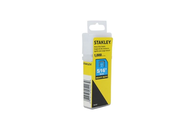 Grapas 1000 piezas Stanley de 5/16 pulgadas para uso pesado, empaque plástico con etiqueta amarilla y azul