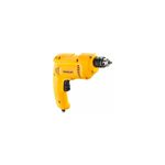 Taladro rotación eléctrico Stanley de 3/8 pulgadas y 550 W, vista lateral completa del equipo en color amarillo