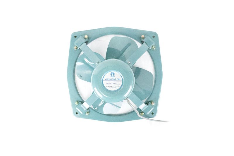 Extractor de aire industrial Nimbus de 18 pulgadas 3530 CFM, vista frontal del equipo en color gris con aspas blancas