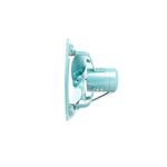 Extractor de aire industrial Nimbus de 18 pulgadas 3530 CFM, vista lateral del motor y aspas en color celeste