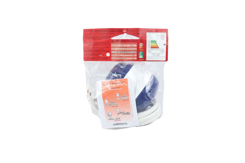 Ducha eléctrica Bello Banho 3T Lorenzetti azul ultra 127 V/5500 W, producto en su empaque plástico con etiqueta frontal