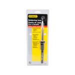 Cautín para soldar 110 V Stanley de 30 W, presentado en su empaque blíster con cartón amarillo y negro