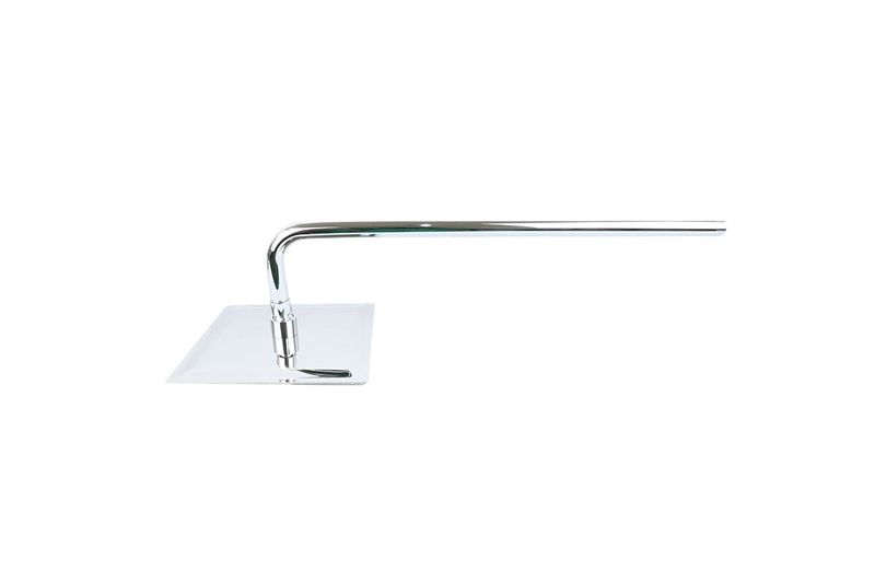 Cabeza de ducha cuadrada brazo y flange Foset 8 pulgadas Riviera, detalle del brazo cromado y el flange cuadrado