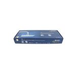 Cabeza de ducha cuadrada brazo y flange Foset 8 pulgadas Riviera, empaque rectangular azul con foto del producto