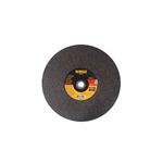 Disco abrasivo DeWALT de 14 x 3/32 x 1 pulgadas para corte de metal, vista frontal del disco circular con centro amarillo