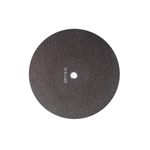 Disco abrasivo DeWALT de 14 x 3/32 x 1 pulgadas, vista frontal del disco circular color oscuro con código impreso