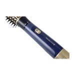 Cepillo de cabello Sapphire Luxe Remington, primer plano del mango azul con botón de encendido y rejilla dorada