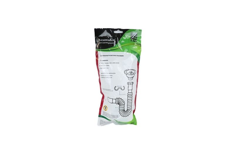 Trampa para pantry Miber de 1-1/2 pulgadas PVC flexible con canasta blanco, empaque plástico con instrucciones de armado