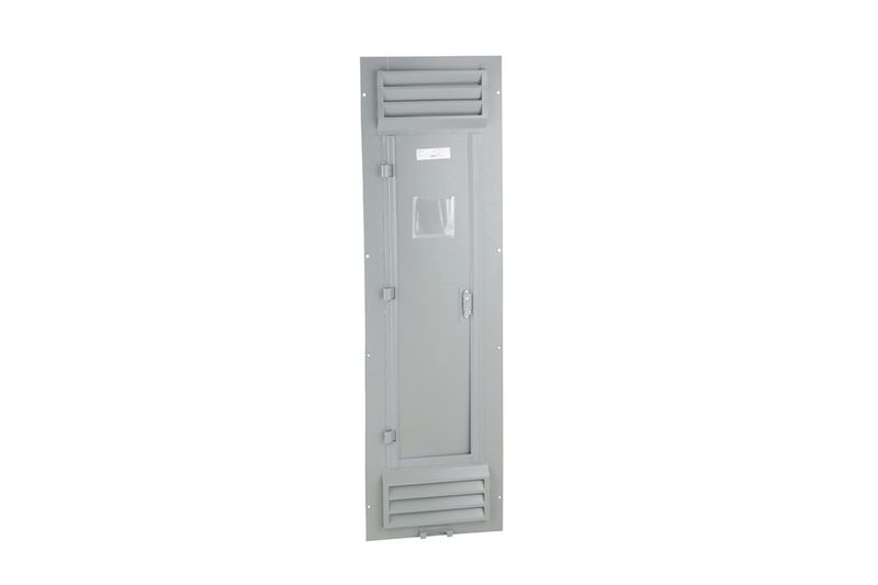 Cubierta para tablero NF o NQ Square D de 38 pulgadas alto superficial, frente metálico gris con rejillas de ventilación