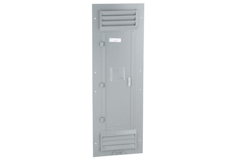 Cubierta para tablero NF o NQ Square D de 62 pulgadas alto para empotrar, panel metálico gris con rejillas de ventilación
