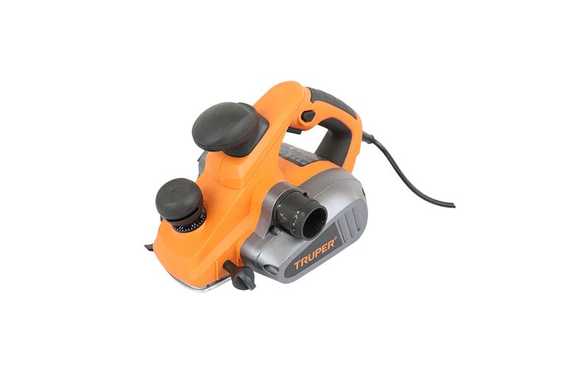 Cepillo eléctrico profesional Truper de 3-1/4 pulgadas y 850 W, vista lateral trasera con cable eléctrico