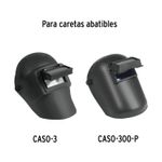 Lente para careta soldar Truper No. 11, gráfico comparativo instalado en dos modelos de caretas abatibles negras