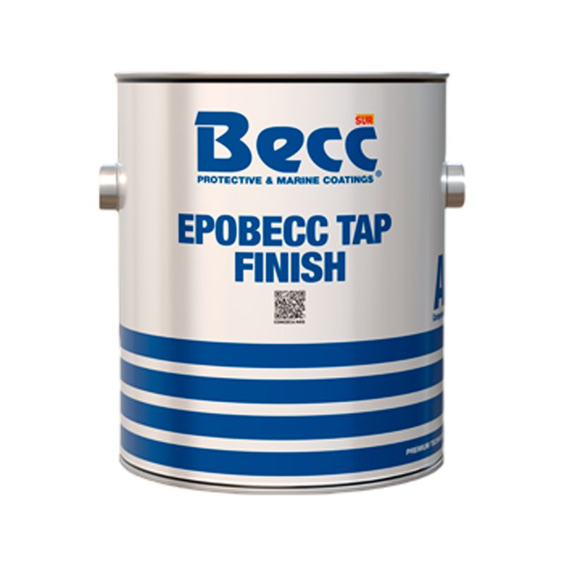 Pintura Epobecc Tap Finish blanco satinado Sur, envase metálico cilíndrico con etiqueta blanca y azul