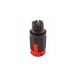 Conector 40 A 125/250 V 3P 4W nylon Eaton, vista frontal del cuerpo negro con base roja y terminales superiores