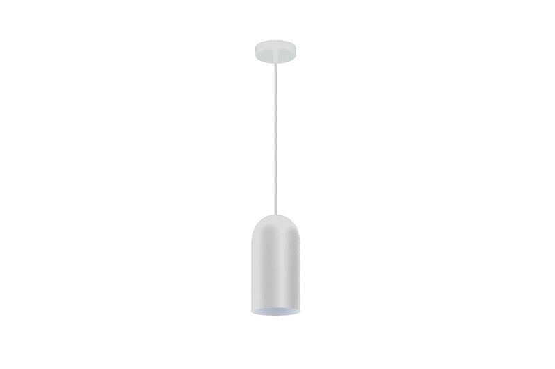 Luminaria colgante Otto 1L E27 60W 1m cable ajust. blanco Blumenau, vista frontal del equipo completo sobre fondo blanco