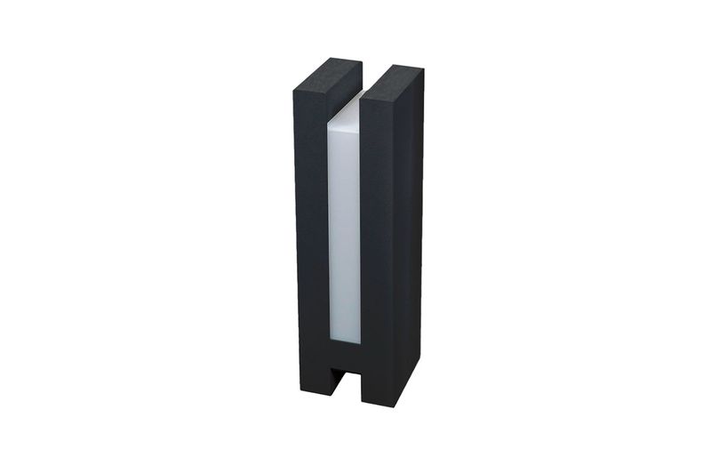 Mini poste exterior Lumos LED 11.8 IP65 7 W 127 V negro Blumenau, vista frontal del cuerpo rectangular con luz central