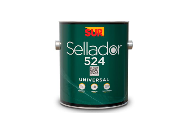 Sellador para concreto universal 524 blanco Sur, envase cilíndrico de color verde con etiqueta informativa