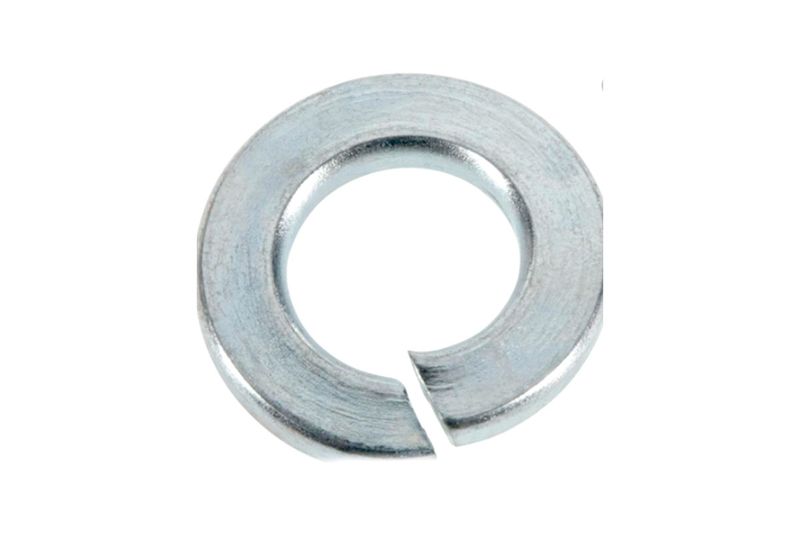 Arandela presión 5/16 16 piezas Hillman, vista superior del anillo metálico con corte y acabado galvanizado