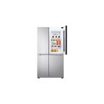 Refrigerador Inverter InstaView sin dispensador SBS 655 L silver LG, vista frontal con puerta superior derecha abierta