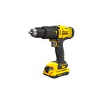 Taladro inalámbrico 1/2 pulgada V20 Stanley, vista lateral del equipo en color amarillo y negro
