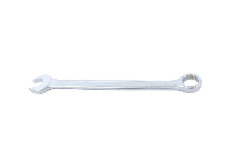 Llave combinada 12 puntos Stanley de 28 mm, vista frontal completa sobre fondo blanco