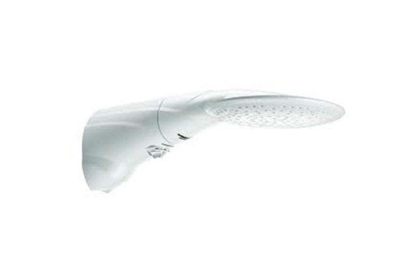 Ducha eléctrica Advanced 4T multitemperaturas blanca 127 V / 5500 W Lorenzetti, vista lateral del equipo sobre fondo blanco