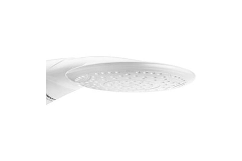 Ducha eléctrica Advanced 4T multitemperaturas blanca 127 V / 5500 W Lorenzetti, acercamiento a la regadera y sus orificios