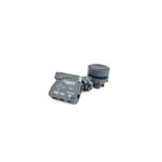 Pulsador negro 1NA 22 mm plástico XB5 Schneider Electric, despiezado mostrando el bloque de contacto y el botón
