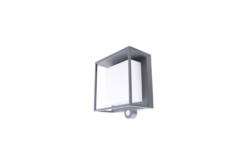 Luminaria pared exterior LED Ofelia con sensor y panel solar 3 W 300 lm 3000 K IP54 Tecnolite, vista frontal en color gris