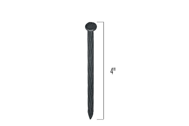 Clavo negro para concreto 4 pulgadas bolsa 1 kg 74 und Fiero, ilustración del clavo con línea de medida de longitud