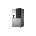 Refrigerador Inverter InstaView con dispensador negra SBS 679 L silver LG, vista lateral en ángulo que muestra profundidad