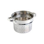 Juego de olla y vaporera para cocina pasta 5 qt Oster, vista frontal del inserto perforado dentro de la olla