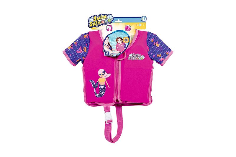 Camisa flotador para niño/niña con mangas talla 3-6 años M/L Bestway, color fucsia con dibujo de sirena y en su empaque